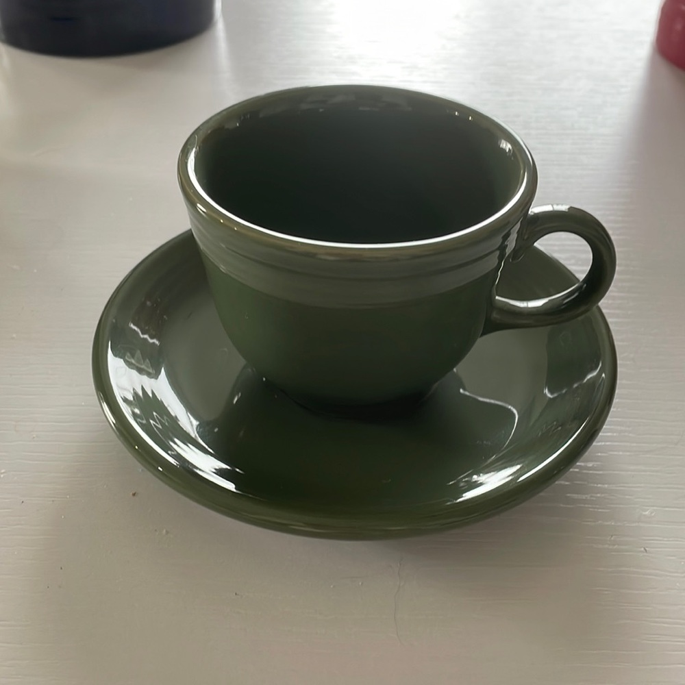 Sage, fiestaware a cup and saucer